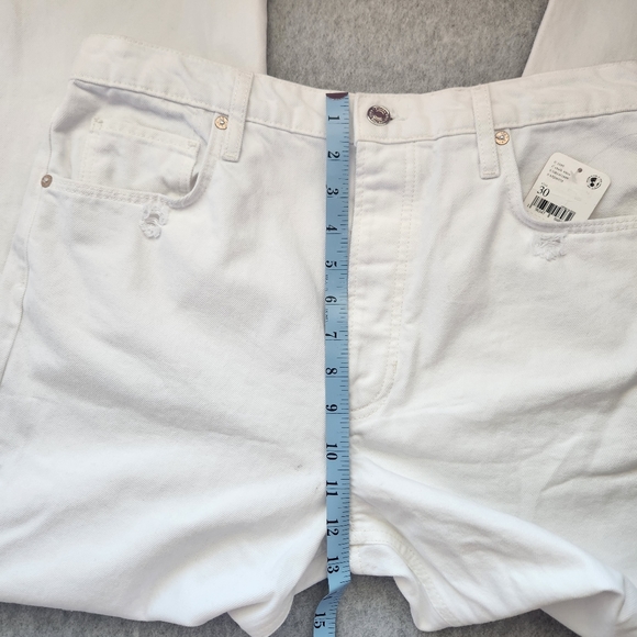 We the Free People Women Tapered Baggy Jeans White Sz 30 Distressed Hi-Rise NWT - Picture 10 of 12